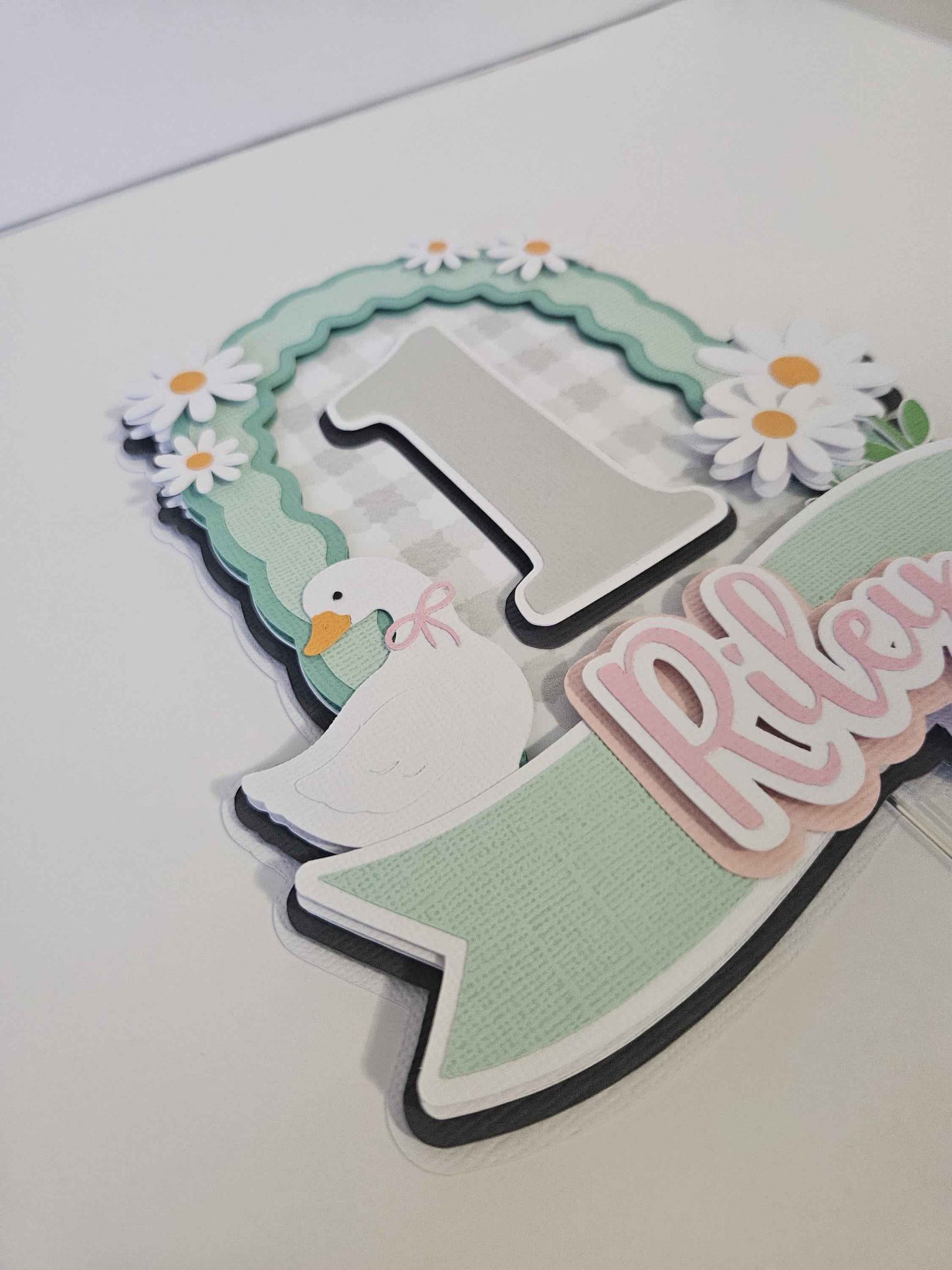 One Silly Goose Cake Topper | Goose First Birthday Cake Decoration | ONE Birthday Party Decor | Custom Name & Age Cake Topper