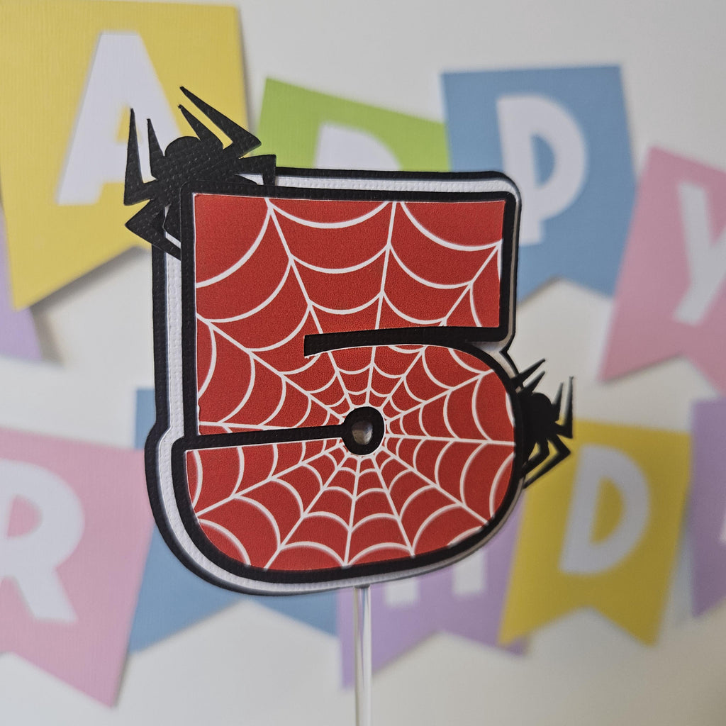 Personalised Spider Birthday Cake Topper | Spider Birthday Party Decoration | Custom Age Cake Topper