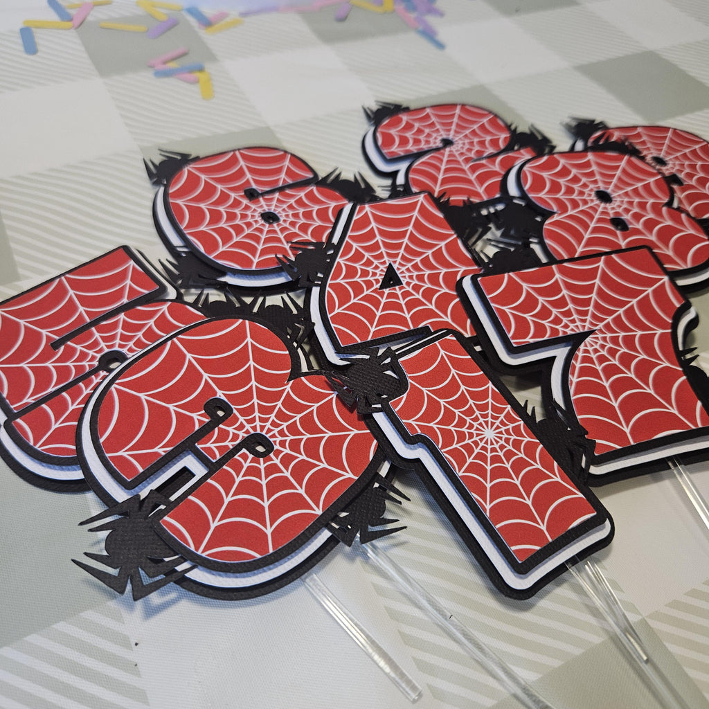 Personalised Spider Birthday Cake Topper | Spider Birthday Party Decoration | Custom Age Cake Topper
