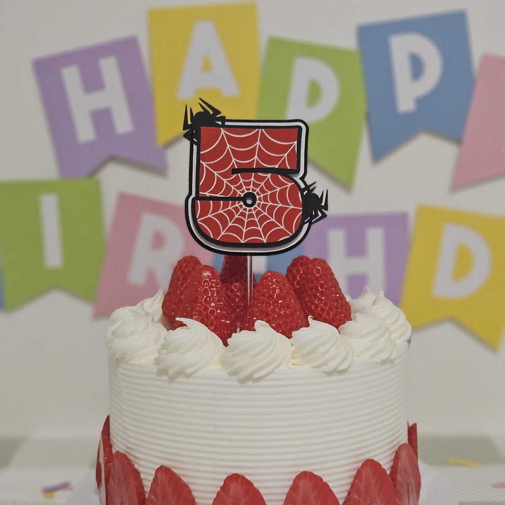 Personalised Spider Birthday Cake Topper | Spider Birthday Party Decoration | Custom Age Cake Topper