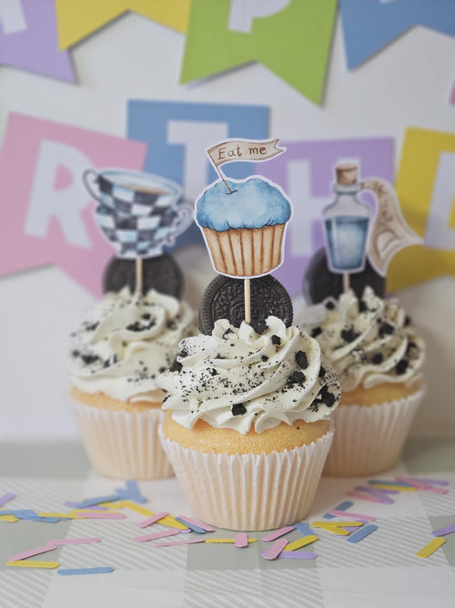 Alice in Wonderland Cupcake Toppers | Onderland Birthday Party