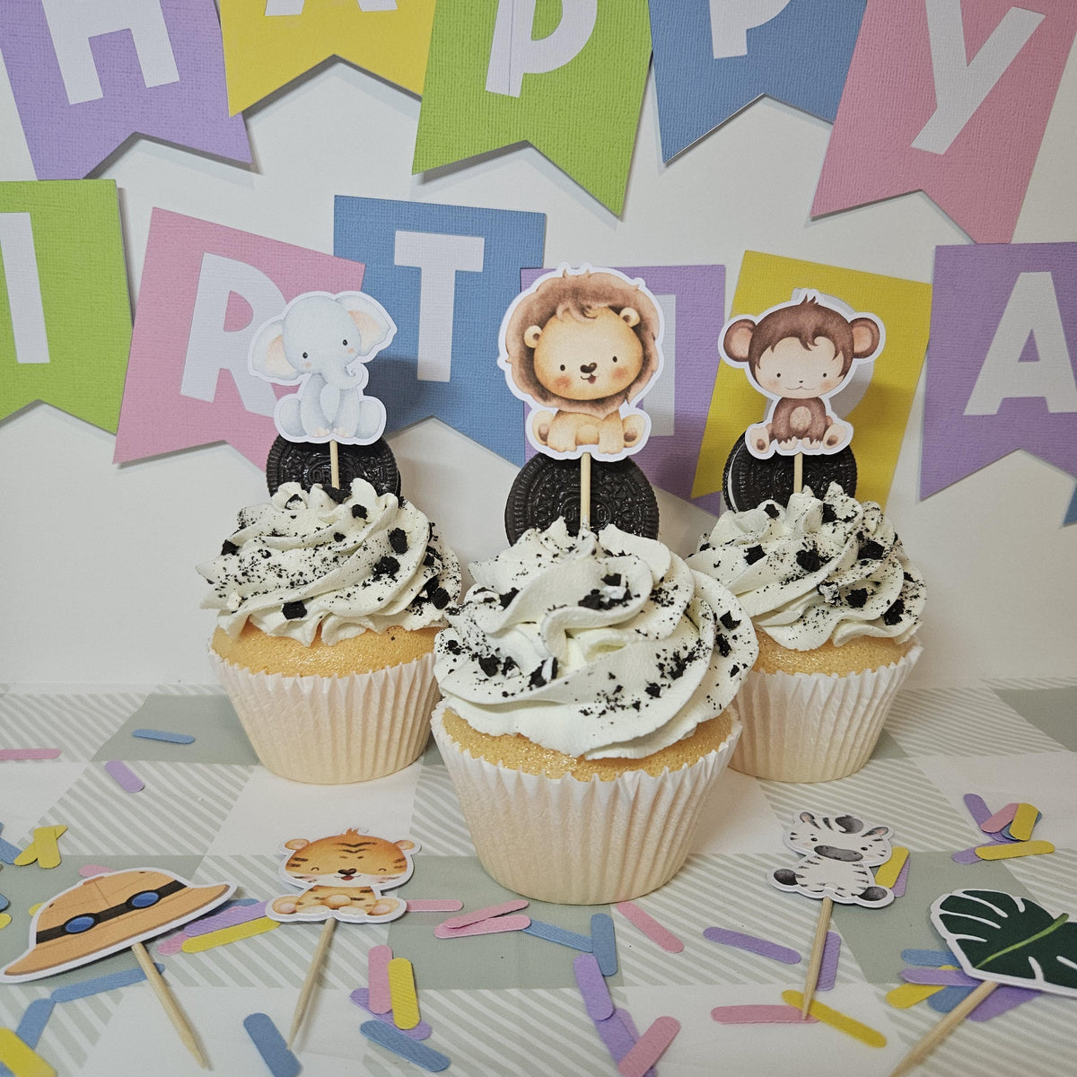Safari Wild One Cupcake Toppers | First Birthday Party Decor