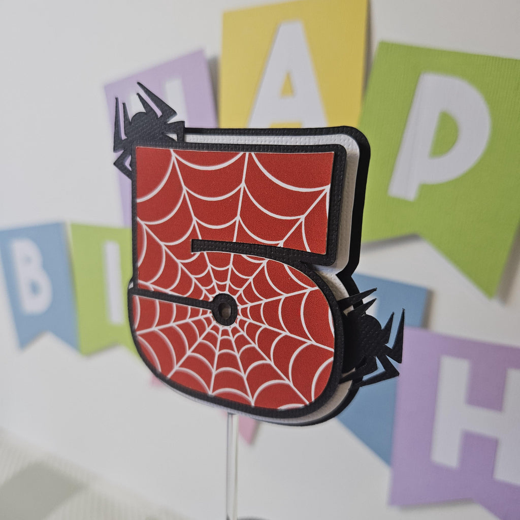 Personalised Spider Birthday Cake Topper | Spider Birthday Party Decoration | Custom Age Cake Topper