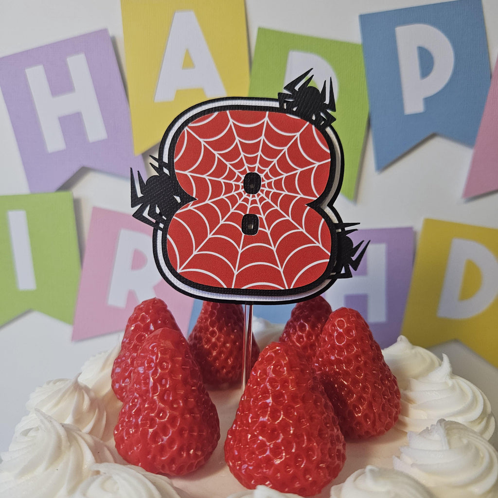 Personalised Spider Birthday Cake Topper | Spider Birthday Party Decoration | Custom Age Cake Topper