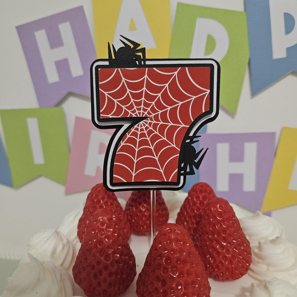 Personalised Spider Birthday Cake Topper | Spider Birthday Party Decoration | Custom Age Cake Topper