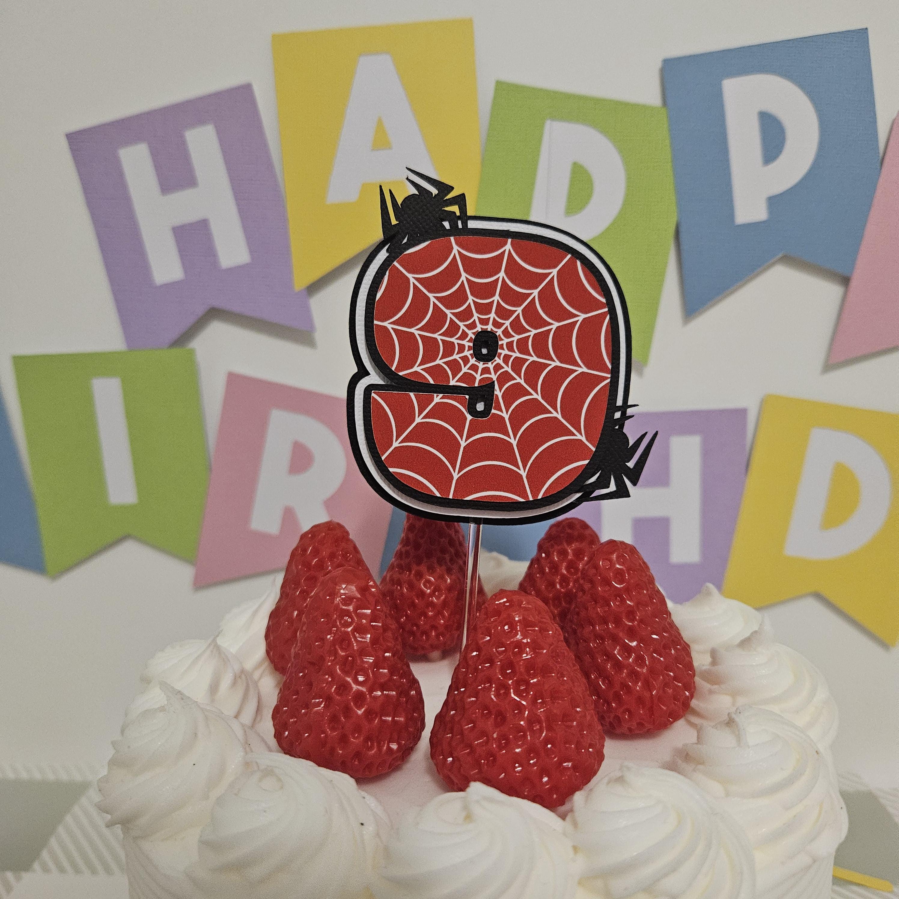 Personalised Spider Birthday Cake Topper | Spider Birthday Party Decoration | Custom Age Cake Topper