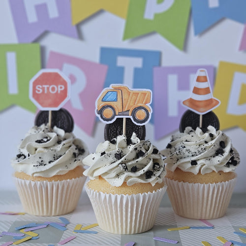 Construction Party Cupcake Toppers | Construction Party Decor