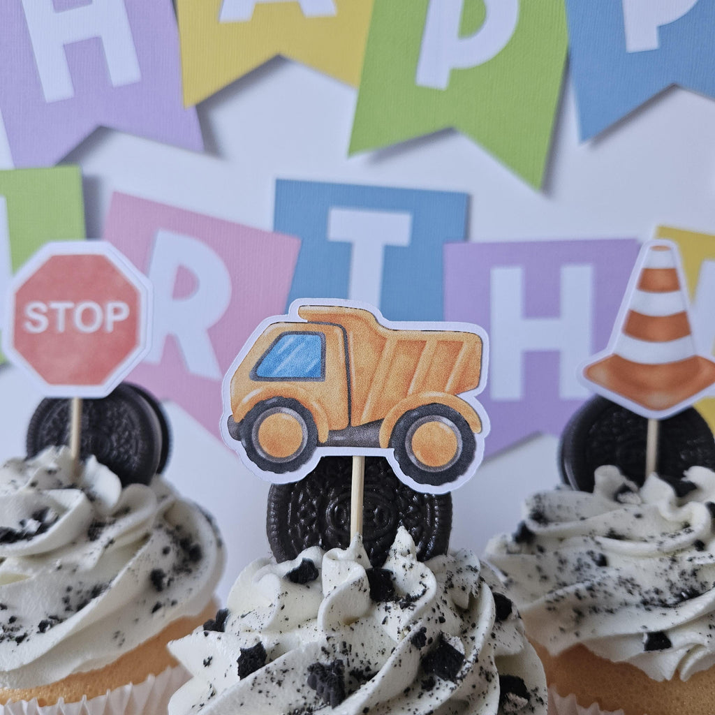 Construction Party Cupcake Toppers | Construction Party Decor