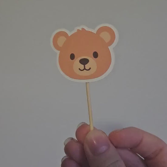 Teddy Bear Cupcake Toppers | Bear Birthday Party Supplies | Kids Party Decor | Beary Cute 1st Birthday Theme | Baby Shower Theme