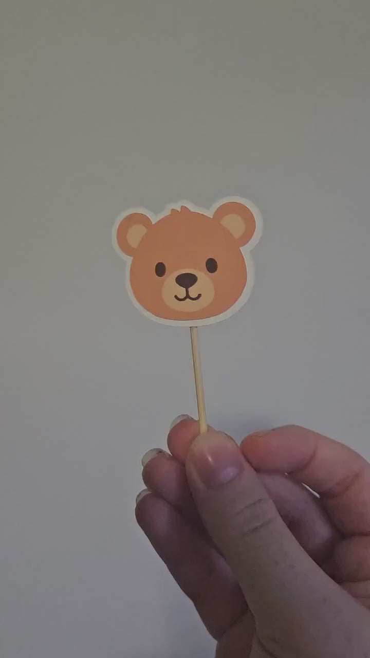 Teddy Bear Cupcake Toppers | Bear Birthday Party Supplies | Kids Party Decor | Beary Cute 1st Birthday Theme | Baby Shower Theme