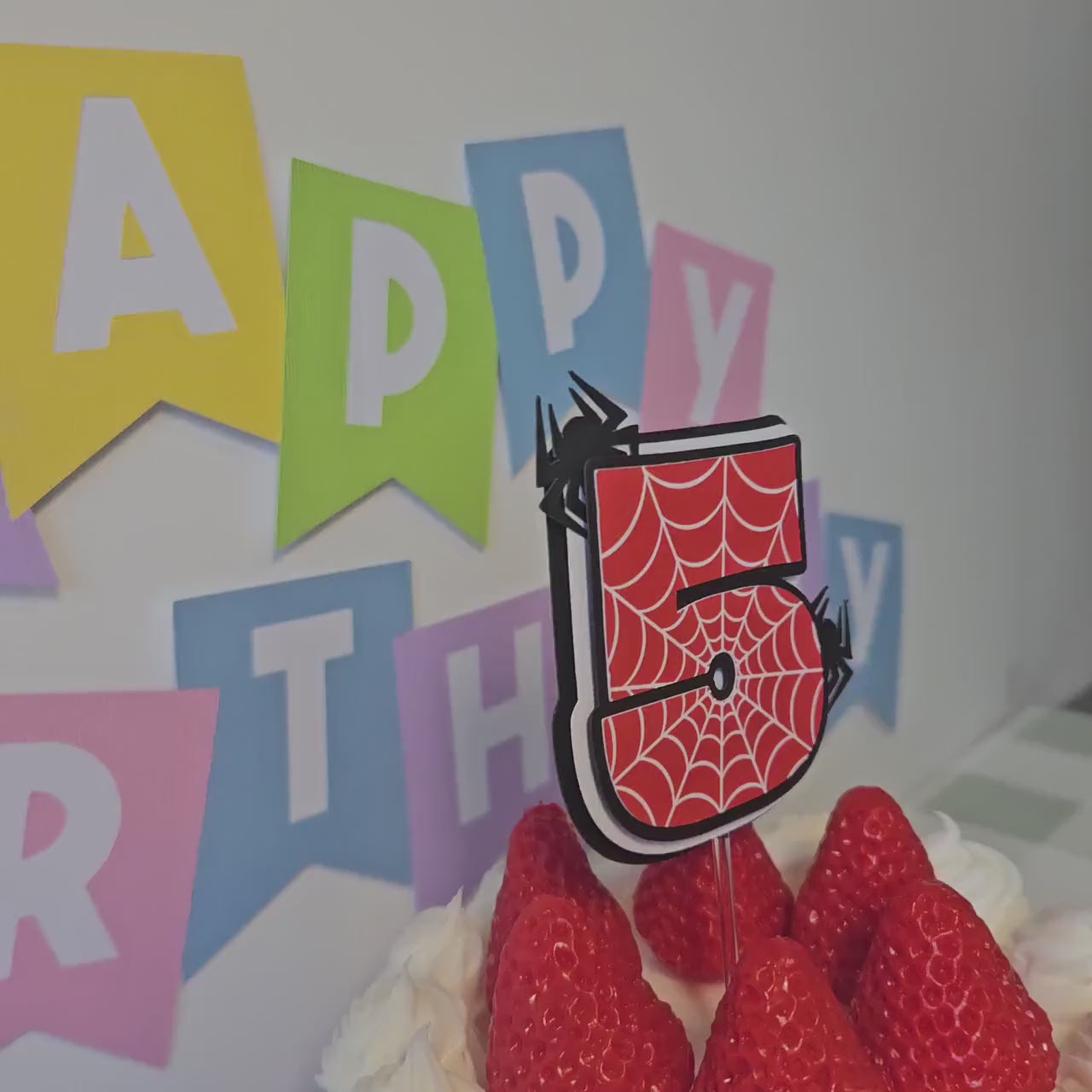 Personalised Spider Birthday Cake Topper | Spider Birthday Party Decoration | Custom Age Cake Topper