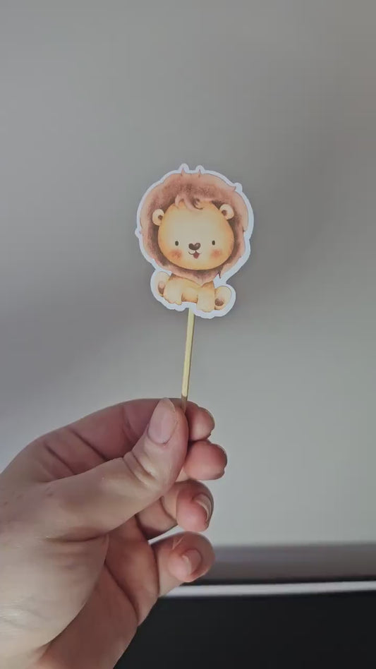 Safari Wild One Cupcake Toppers | Jungle Animal First Birthday Party Decorations | Safari Animal Party Decor | Kids Birthday Party Decor