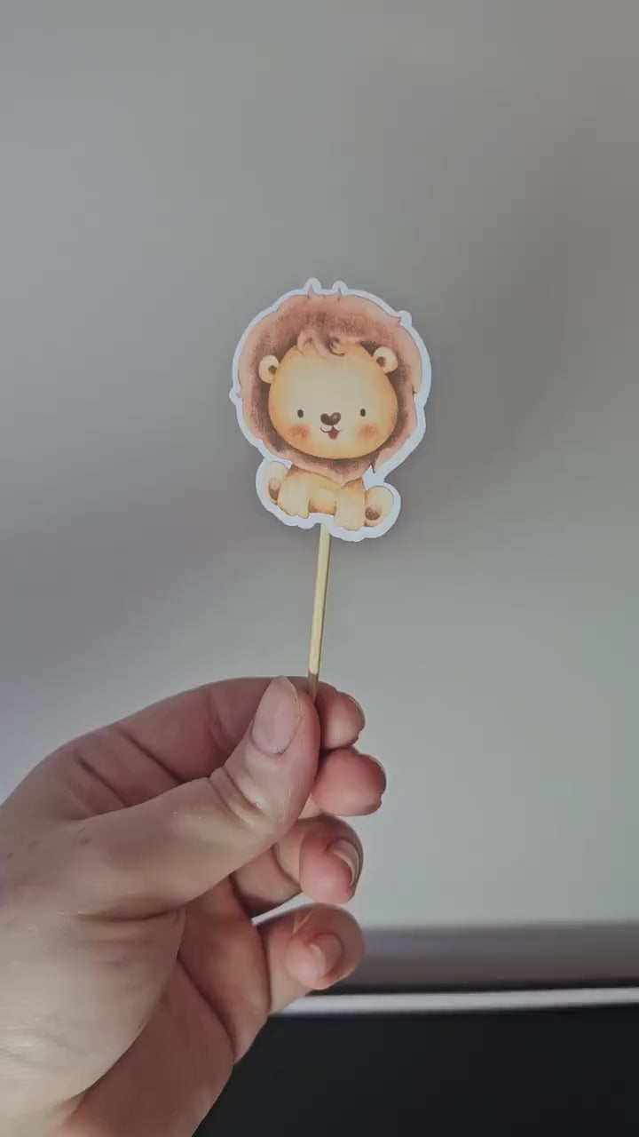 Safari Wild One Cupcake Toppers | Jungle Animal First Birthday Party Decorations | Safari Animal Party Decor | Kids Birthday Party Decor