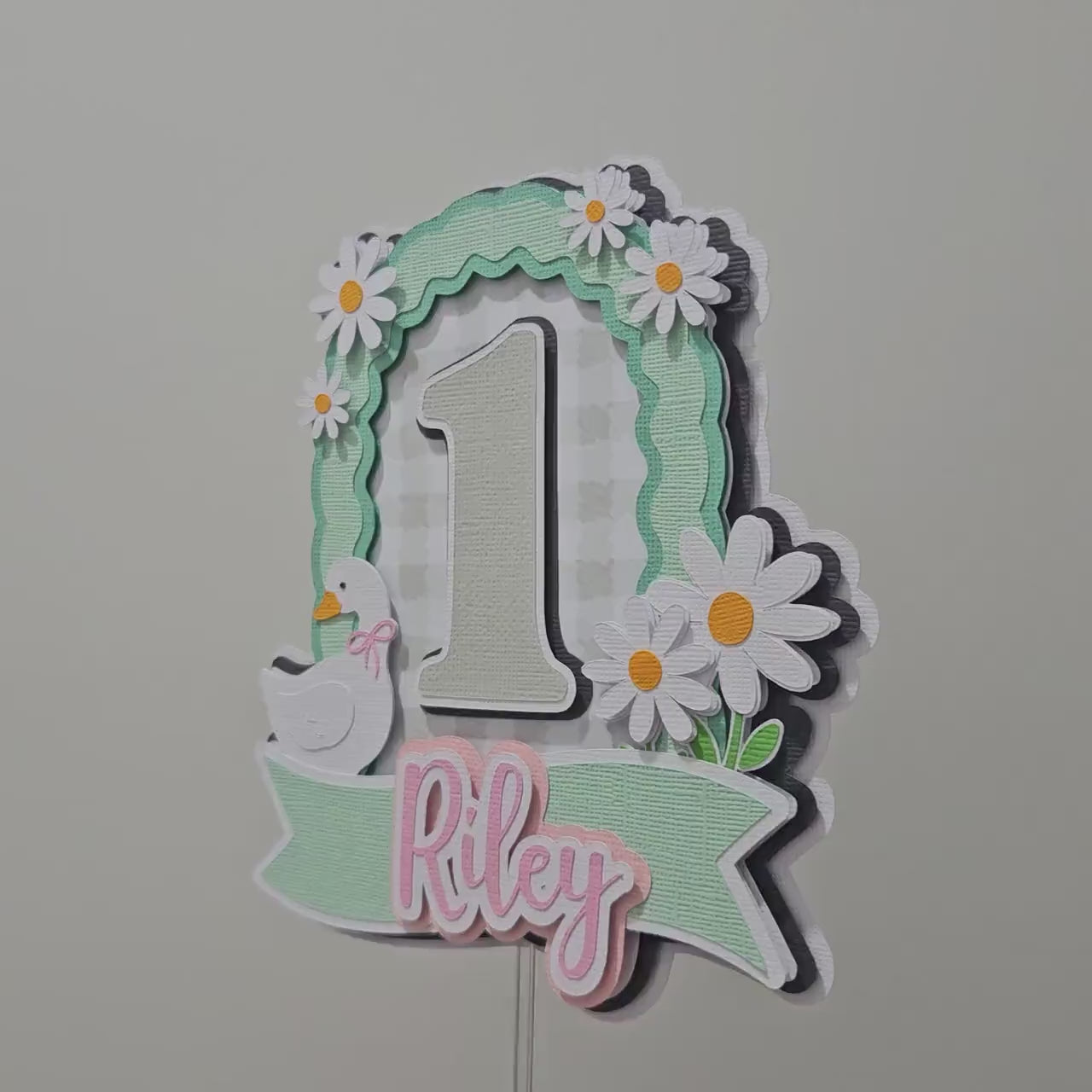 One Silly Goose Cake Topper | Goose First Birthday Cake Decoration | ONE Birthday Party Decor | Custom Name & Age Cake Topper
