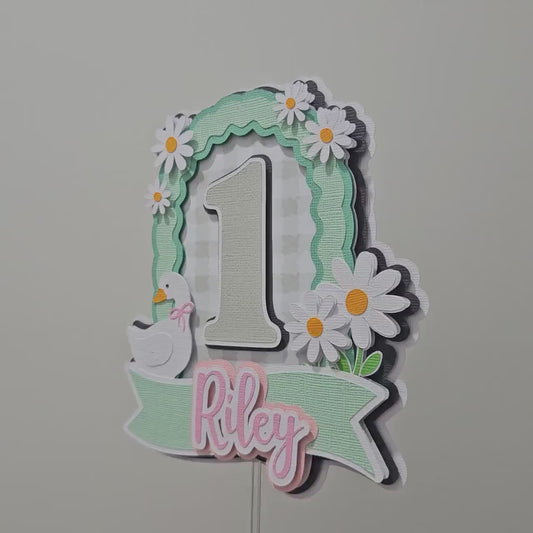One Silly Goose Cake Topper | Goose First Birthday Cake Decoration | ONE Birthday Party Decor | Custom Name & Age Cake Topper
