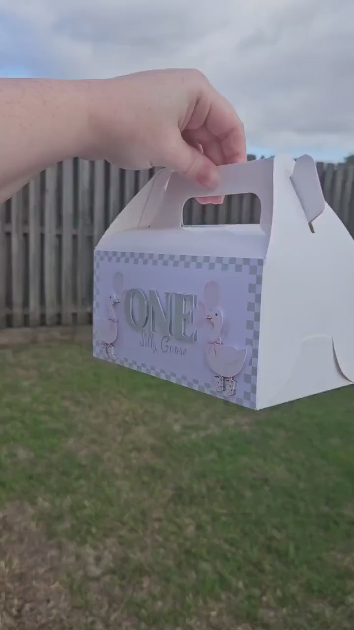One Silly Goose Party Favour Box | Gable Treat Box | Birthday Party Supplies | Farm Animal Theme | Party Treat Boxes