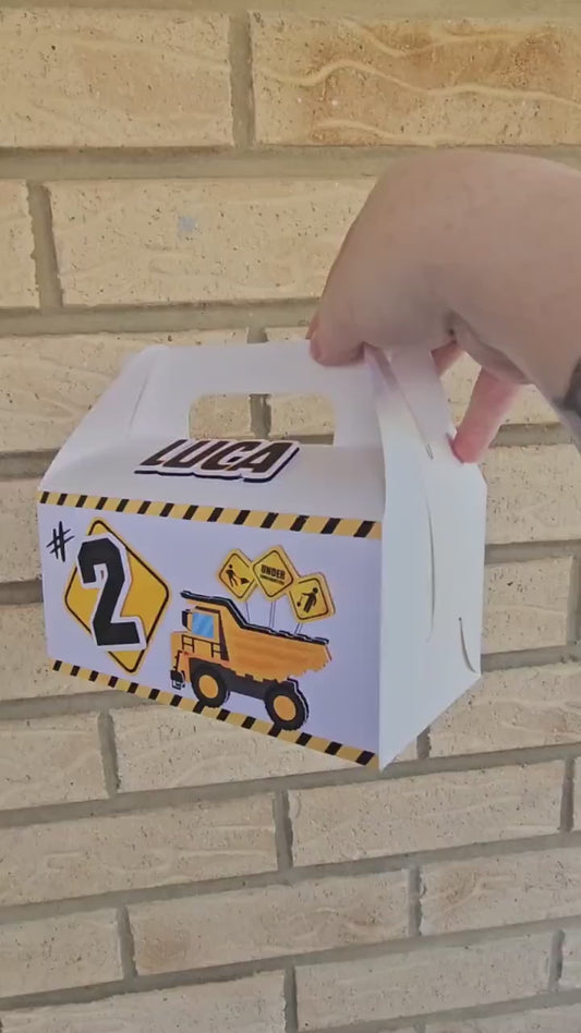 Construction Party Favour Box | Gable Treat Box | Birthday Party Supplies