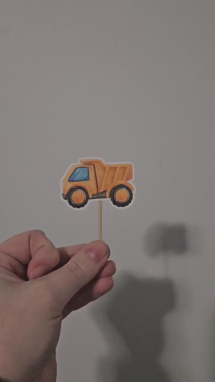 Construction Cupcake Toppers: Handcrafted Kids Party Cake Decor