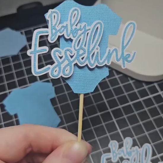 Baby Shower Onesie Cupcake Toppers, Baby Boy Cake Toppers, Boy or Girl, Custom Name, Baby Shower Decorations, Cute Baby Shower Decor