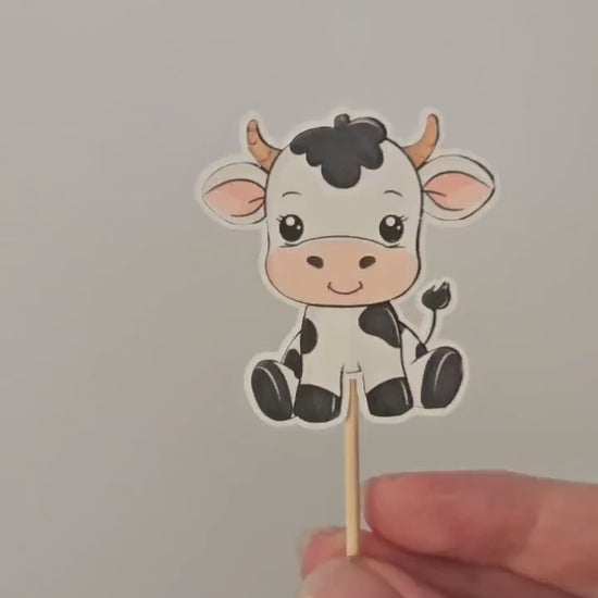 Holy Cow I’m One Cupcake Toppers, First Birthday Party Decorations, Farm Animal Theme, Kids Birthday Decor, Cow Birthday Party, Animal Party