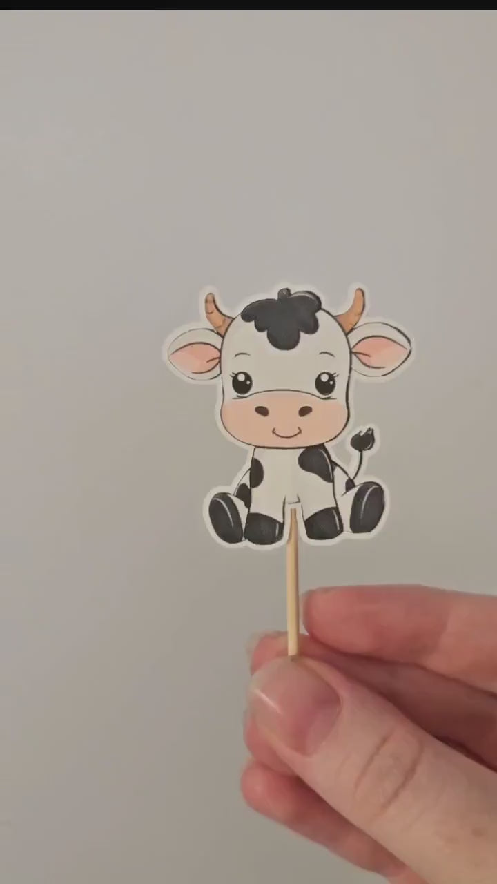 Holy Cow I’m One Cupcake Toppers, First Birthday Party Decorations, Farm Animal Theme, Kids Birthday Decor, Cow Birthday Party, Animal Party