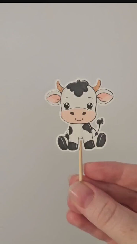 Holy Cow I’m One Cupcake Toppers, First Birthday Party Decorations, Farm Animal Theme, Kids Birthday Decor, Cow Birthday Party, Animal Party