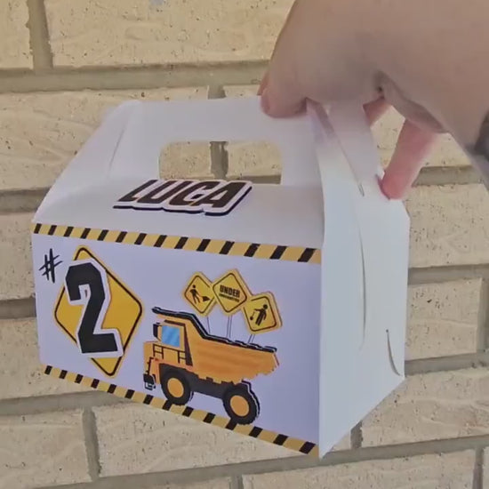 Construction Party Favor Box, Dump Truck Birthday Party Favor Boxes, Kids Party Decor, Party Treat Boxes, Gable Boxes, Custom Treat Box