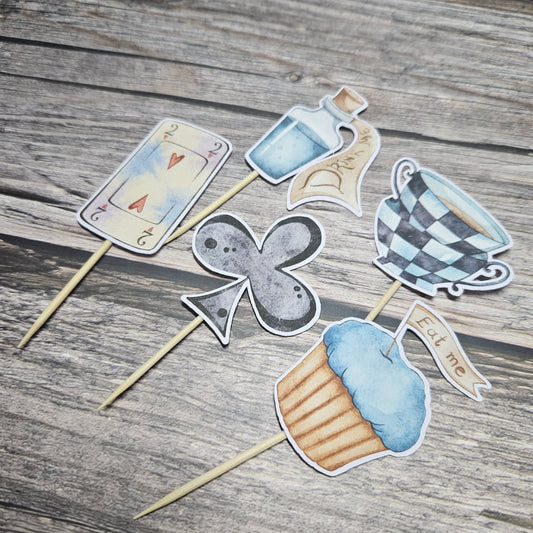 Alice in Wonderland Cupcake Toppers - Kids Party Supplies
