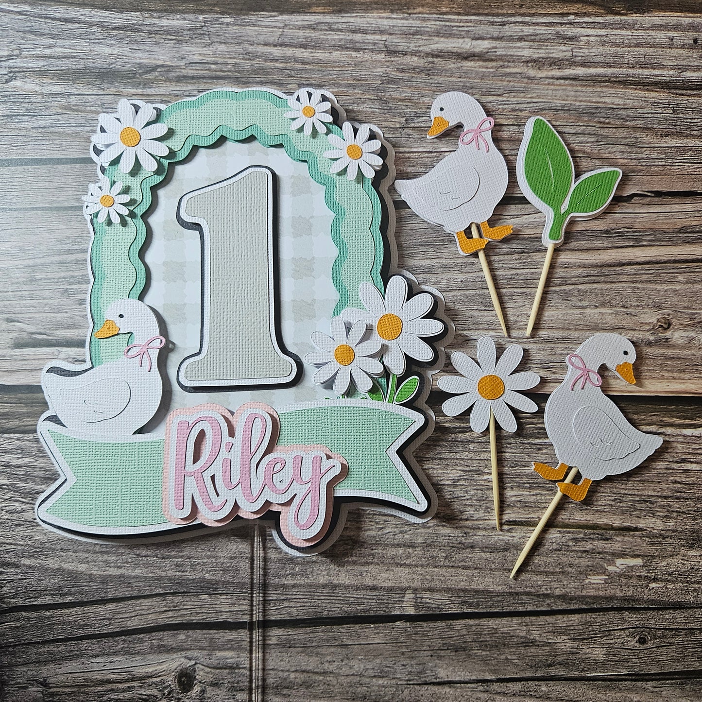 One Silly Goose Party Bundle | Cake Topper & Cupcake Toppers | First Birthday Decorations