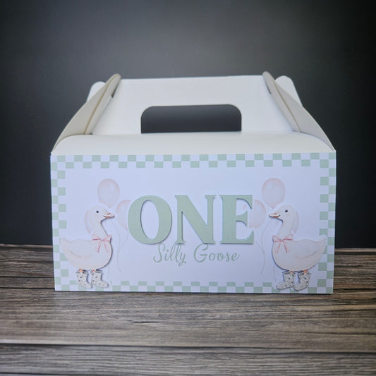 One Silly Goose Party Favour Box | Gable Treat Box | Birthday Party Supplies | Farm Animal Theme | Party Treat Boxes
